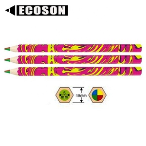 Pensil Multi Warna, Heksagonal Pensil Warna Air Jumbo Pensil Kayu 4 Warna Dalam 1 Timah Pensil Warna Pelangi Jumbo - Product Image 6