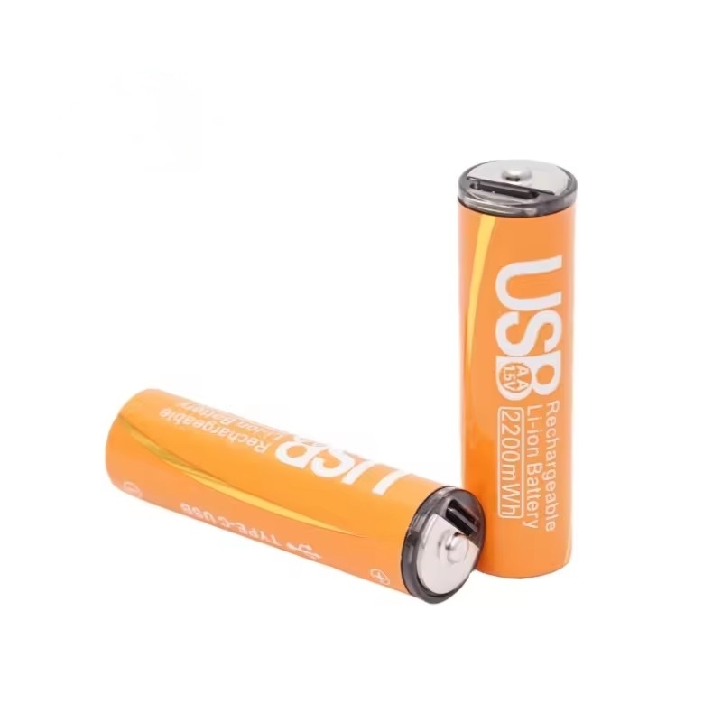 Wholesale Price Usb Rechargeable Aa Batteries 1.5v 2pcs Pack Lithium Reusble Usb Type-c Charging Port Oem Odm Customization