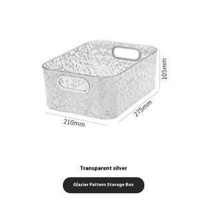 Premium Transparante Getextureerde Plastic Pet Opbergdoos Metalen Handgrepen Ruimtebesparende Organizer Voor Badkamer Ijdelheid Slaapkamer Cosmetica - Product Image 5