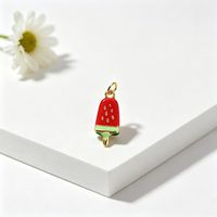 Charmes en émail FABCM-14 en forme de pastèque mignonne en cuivre et de crème glacée plaqués or 18 carats pour accessoires de bracelet