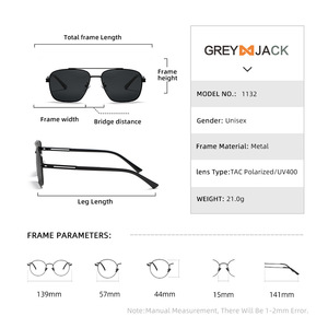 Lunettes de soleil polarisées pour hommes Grey Jack, monture en métal, protection UV400, conduite, pêche, plein air, lunettes de mode, type 3, verres TAC - Product Image 4