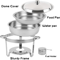 Offre Spéciale chauffe-plats rond en acier inoxydable de 7 litres pour restaurants hôtels cuisinière électrique buffet hôtel utilisation capacité de 5L