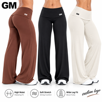 Pantalon large plissé à taille haute pour femme GM, coupe ample, leggings de yoga et d'entraînement, tissu doux et extensible, vêtements de sport XS-XL, logo personnalisé OEM
