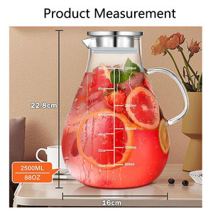 <span class=keywords><strong>Carafe</strong></span> à eau en verre borosilicate de qualité supérieure, 2500 ml, résistante à la chaleur, avec <span class=keywords><strong>filtre</strong></span> et poignée en acier inoxydable - Product Image 6