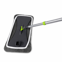 360 °   Tête de balai plat en microfibre avec manche télescopique en fer, tampon de balai remplaçable pour le nettoyage des sols