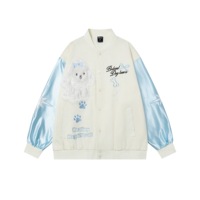 Manteau pour filles personnalisé col rond à manches longues veste épissée pour filles Style Preppy broderie de couleurs contrastées veste de baseball de grande taille