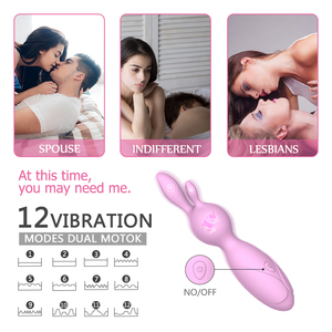 Winyi, vibrador de clítoris de orejas de conejo de silicona resistente al agua recargable con vibrador de conejo sexual Gspot para producto adulto - Product Image 4