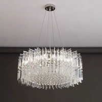 Lámpara de Araña de Cristal de Lujo, Altura Ajustable, LED Moderna y Minimalista, Iluminación para Villa, Sala de Estar, Dormitorio, Comedor, Ambiente Cálido