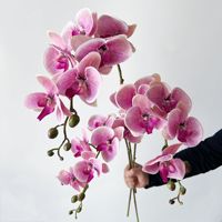 Anggrek Phalaenopsis 'Anna' yang Mirip Asli dengan 7 Bunga Besar, Lembut, dan Menyerupai Karet/PVC, Cocok untuk Meja TV Ruang Tamu yang Elegan
