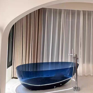 Baignoire <span class=keywords><strong>en</strong></span> résine de <span class=keywords><strong>pierre</strong></span> solide de couleur bleu profond salle de bain d'hôtel baignoire à remous <span class=keywords><strong>en</strong></span> résine transparente propre à travers la baignoire de rêve - Product Image 2