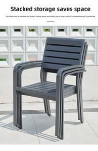 Juego de Mesa y Sillas de Comedor Modernas de Madera Plástica para Jardín de Lujo para Exteriores, Sillas Apilables de Aleación de Aluminio, Muebles para Balcón y Patio - Product Image 4