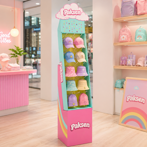 Paksen Vertical Tiered Display Rack With <b>Hooks</b> For Hats And Headwear Retail Stand Freestanding Lightweight Plastic <b>Shelf</b> - Product Image 2