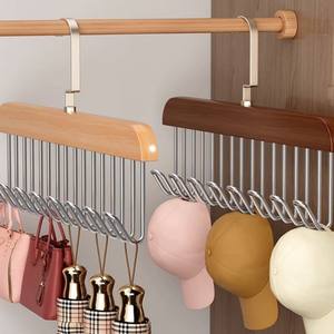 단단한 나무 + 금속 걸이 미끄럼 방지 후크 형 청바지 걸이 옷장 공간 절약 다기능 속옷 및 조끼 보관 - Product Image 1