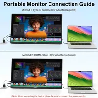 Monitor Portátil LED de 23.8 Pulgadas y 120Hz, 100% sRGB, Soporte VESA, Pantalla Extendida para Laptop, IPS, Tipo-C, Pantalla para Computadora