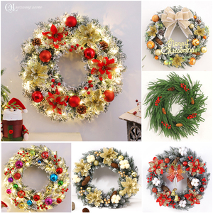 Guirlandes de Noël floquées blanches très vendues, couronnes de sapins avec pommes de pin, couronnes personnalisées pour la décoration intérieure - Product Image 6