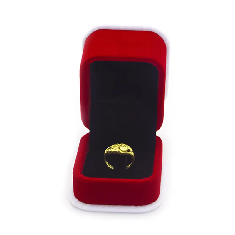 High End индивидуальные мини квадратный пластик рамки бархат свадебные украшения кольцо подарочная коробка с откидной крышкой