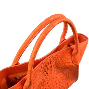 กระเป๋าถือหนังจระเข้สีส้มสุดหรูสำหรับผู้หญิงกระเป๋าหนังแท้สำหรับผู้หญิงกระเป๋าแฟชั่นหนังแปลกสำหรับผู้หญิงกระเป๋าถือมียี่ห้อกระเป๋ายี่ห้อของกวางโจวเปิดได้ - Product Image 3