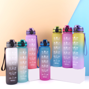 Bình Nước Tritan Thể Thao Tạo Động Lực 32Oz Có Đánh Dấu Thời Gian & Nắp Lật - Product Image 1