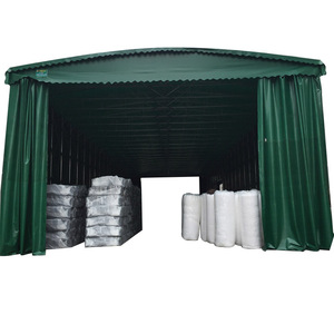 Toldo móvil telescópico grande para almacén, carpa retráctil para exteriores, parasol para almacenamiento, operación manual, color verde - Product Image 1