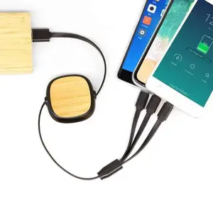 Trending Products 2023 New Arrival office gadgets 3 in 1 Fast Charging USB Cable retractable bamboo charging cables