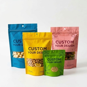 Custom Stand Up <b>Pouch</b> With Window Zipper Top Food Grade Plastic Bag For Nuts Dried Fruit Packaging Digital Printing - Product Image 1