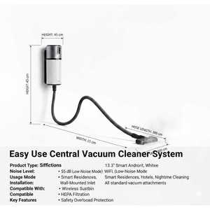 Sistema de Aspiradora Central Inteligente con Modo Nocturno Silencioso, sin Bolsa, para Residencias de Lujo, Villas y Hoteles de Alta Gama (OEM) - Product Image 4