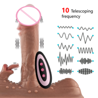 Ferngesteuerte Version von Erwachsenen-Sexspielzeug Klitoris-Stimulator Dildo 10 Geschwindigkeiten Teleskopisch und Kontraktionsfähig Schwingende Vibration Heizung