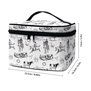 Bolsa de Maquillaje Portátil con Cierre y Asa Suave, Diseño de Vaca Highland Verde Menta, para Viaje, Uso Diario, Regalo, Organizador de Cosméticos, Duradera y Moderna - Product Image 3