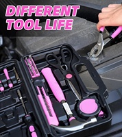 Ensemble d'outils à main en acier au carbone rose de 40 pièces à usage domestique général avec boîte à outils en plastique Boîte de rangement OEM personnalisable