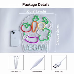 Letrero Luminoso <span class=keywords><strong>Vegano</strong></span>, Luz LED Ultrabrillante con Alimentación USB. Ideal para decoración de paredes en restaurantes, tiendas, cafeterías, bares, fiestas y en el hogar. - Product Image 2