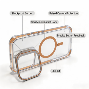 Coque magnétique Ins Style en TPU et PC pour <span class=keywords><strong>iPhone</strong></span> 18 Air 17 Pro Max 16, avec cadre d'appareil photo bicolore et béquille, Vente directe usine - Product Image 3