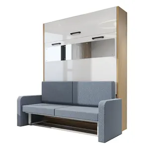 Juegos de dormitorio cama de pared plegable tamaño personalizado nuevo diseño cama de pared lateral moderna cama Murphy con sofá