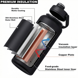 Bouteille d'eau isotherme en acier inoxydable à large ouverture FAYREN avec sac de transport et paille, idéale pour le sport et les activités de plein air - Product Image 5