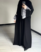Mexizo Nouvelle Arrivée Vêtement Islamique Ramadan Femme Élégante Abaya Noire Fermée Nida Dentelle, Robe Musulmane Abaya de Dubaï pour Femme