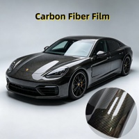 Film adhésif populaire en vinyle PET fibre de carbone 6D 7D noir et or pour voiture