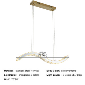 Contemporanea in acciaio inox 150cm lampada a sospensione a LED per la casa <span class=keywords><strong>soggiorno</strong></span> Bar lampadario - Product Image 2