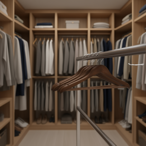 Appendiabiti in Legno Massello di Noce, Confezione da 60 Pezzi, Gancio Cromato Antiscivolo, Organizzatore per Armadio, Stile Classico - Product Image 2