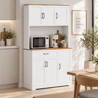 Buffet de cuisine avec huche, comptoir en chêne blanc, 3 portes, 1 tiroir, mélaminé, rangement cuisine et salle à manger, vente en gros OEM