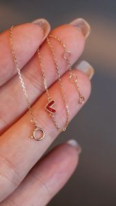 Ensemble de bijoux fins Xinfly en or jaune 18 carats et rubis, boucles d'oreilles et bracelet pour fête d'enfants, style cœur - Product Image 3