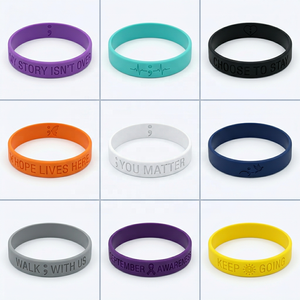 Bracelet en silicone gaufré avec point intercalaire pour la prévention du suicide, message personnalisé, sans BPA, vente en gros pour la marche de sensibilisation de septembre - Product Image 1