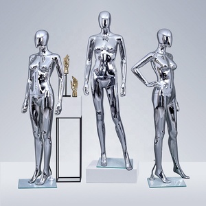 Female Mannequin Boutique Shinny Gold Chrome Mannequin Silver Golden Display Shop Window Women Full Body Fiberglass Mannequins Female For Ladies