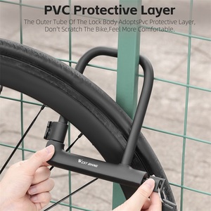 WEST BIKING Cadenas en U robuste haute sécurité <span class=keywords><strong>pour</strong></span> <span class=keywords><strong>VTT</strong></span>, vélo de route, moto, grande taille, antivol en acier avec clé - Product Image 6
