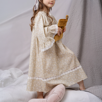 Pyjama en dentelle à imprimé floral pour fille, manches longues, été, printemps, ensemble de chemises de nuit et pantalons pour enfants, beaux pyjamas pour filles, vêtements pour filles de 5 ans