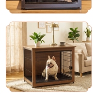 Cage pour chien en bois respirante, enclos intérieur pour animaux de compagnie pour Shiba Inus, chiens de taille moyenne et petite; Caisse de transport domestique avec zone de toilette séparée