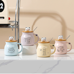 Venta caliente Linda <span class=keywords><strong>Taza</strong></span> <span class=keywords><strong>de</strong></span> cerámica <span class=keywords><strong>Kawaii</strong></span> rosa <span class=keywords><strong>de</strong></span> 350ml con tapa y cuchara para <span class=keywords><strong>taza</strong></span> <span class=keywords><strong>de</strong></span> té microondas y lavavajillas seguro lindo regalo <span class=keywords><strong>de</strong></span> negocios - Product Image 1