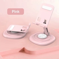 Support de téléphone rotatif à 360 degrés, support de tablette pliable de bureau Macaron, anti-tremblement, multi-angle réglable, métal+ABS, pour personne paresseuse