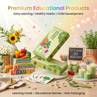 Boîtes rigides en papier d'art haut de gamme personnalisables pour jeux de cartes d'enfants, autocollants pour l'éducation et l'éveil, portables et écologiques