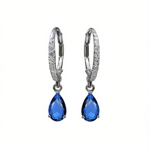 Pendientes de Diamantes en Forma de Gota de Agua Verde E1802, Corte Pera, Engaste de Garras, Chapados en Rodio, Aleación de Zinc, Joyería Clásica de Moda para Mujer - Product Image 1
