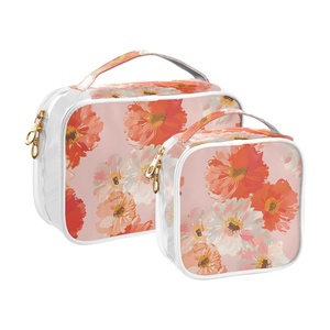 2-Pack Custom Ohia Lehua Print Women's Small Waterproof <b>Transparent</b> PVC Clear Cosmetic <b>Makeup</b> for Toiletry <b>Bag</b> Zipper - Product Image 1