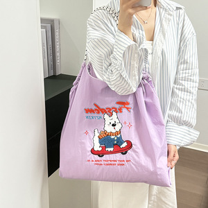 Borsa a tracolla da donna in tela con ricamo stile giapponese, per studentesse, per lezioni private, porta libri, con chiusura a cerniera - Product Image 3
